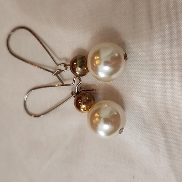 Vintage Faux Pearl  French Hook Earrings - Picture 2 of 2